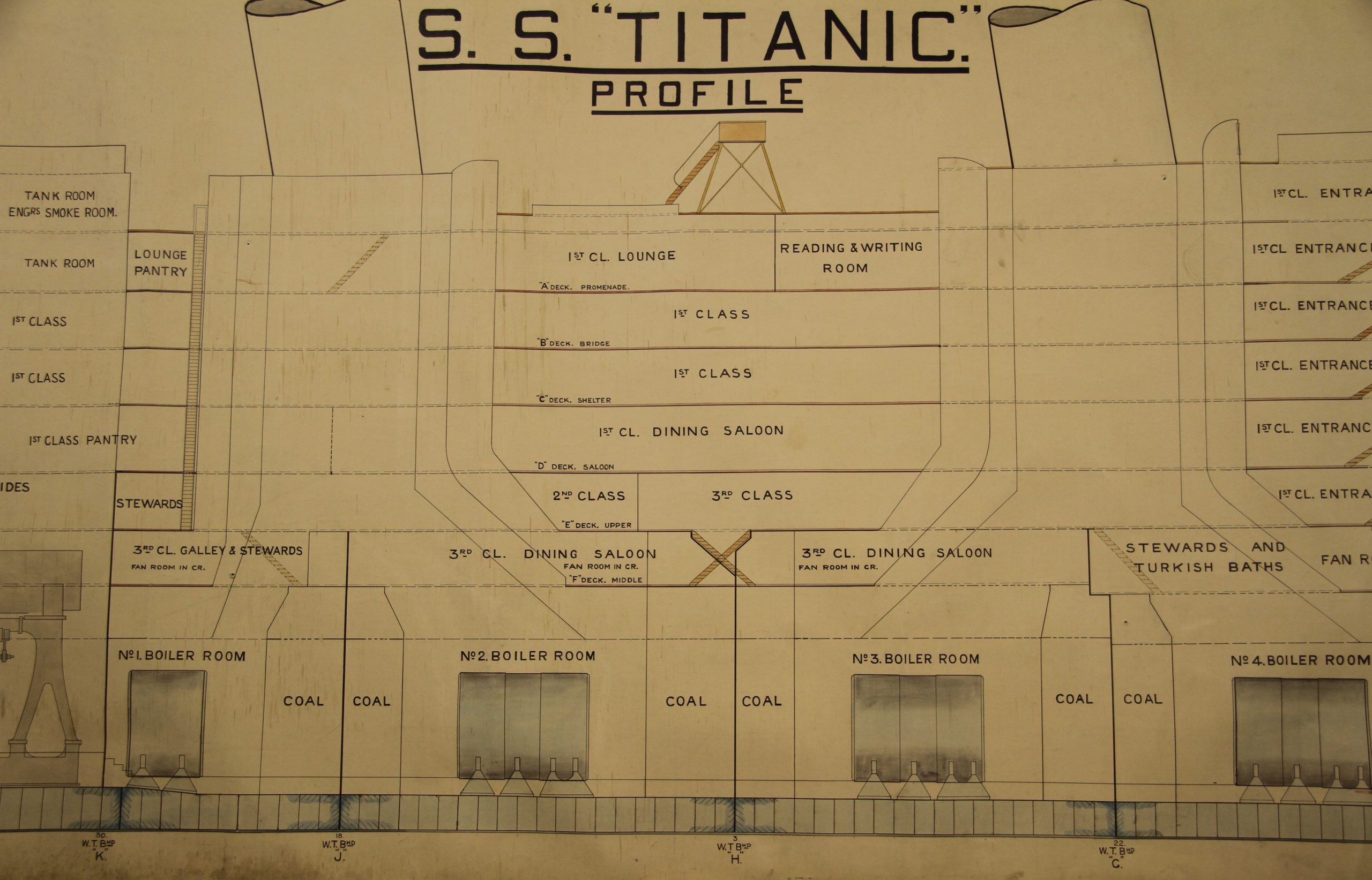 An Early Hand-Drawn Architectural Map of the Titanic—Measuring 32 Feet ...